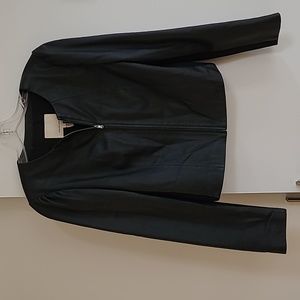 Rebecca tayor leather jacket with knit details